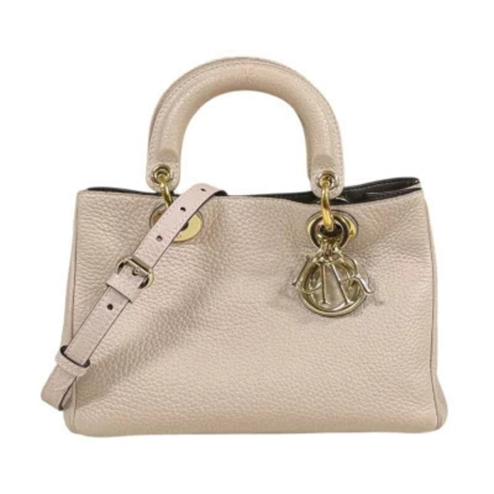 Christian Dior Diorissimo Shoulder Bag Leather Beige Cream